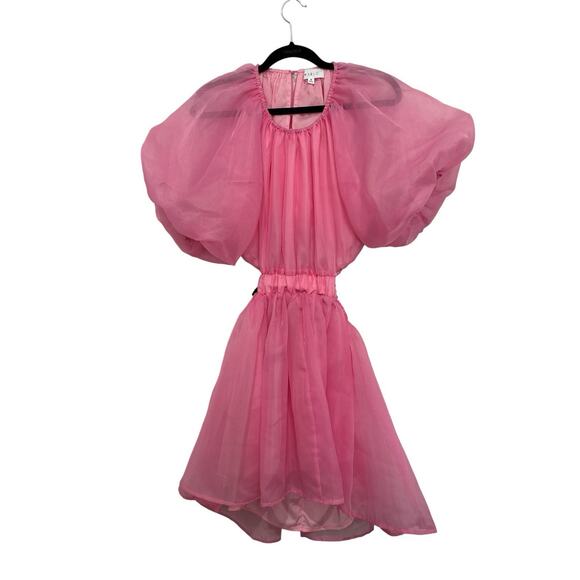 MABLE Babydoll RUFFLE BABYDOLL Mini Dress Size M Pink - Picture 4 of 10
